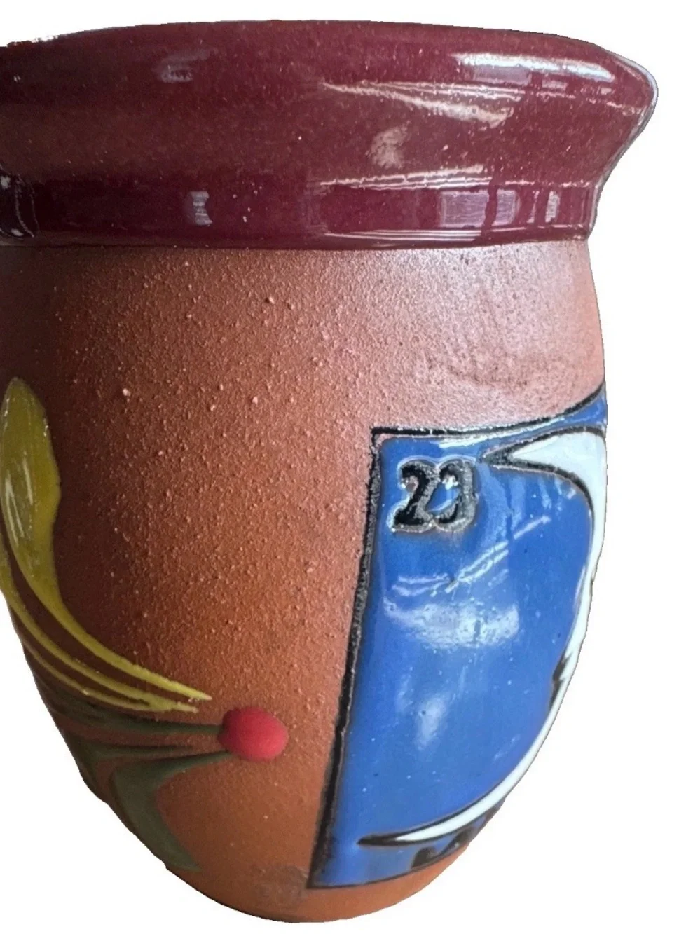 VTG La Luna Moon Face Pottery Vase Jug Southwestern Celestial Folk Art Ceramic